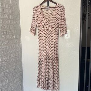 Hayden | Cream, Red, and Black Abstract Maxi Dress | Size Medium, Runs Larger